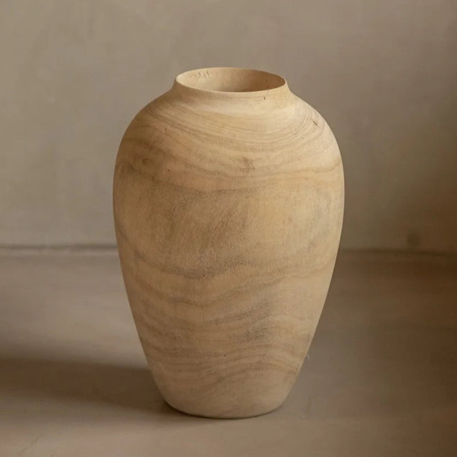 Wabi-sabi Seamless Solid Camphor Wood Large Vase - The Finishing Touch Decor