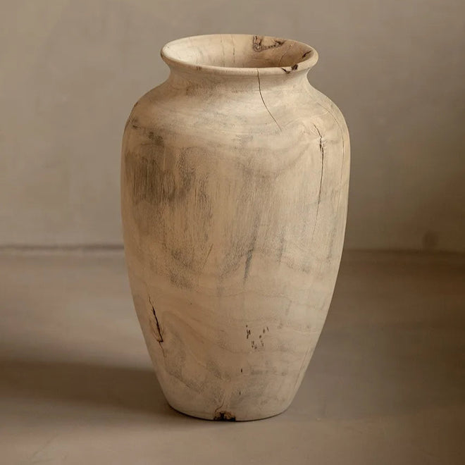 Wabi-sabi Seamless Solid Camphor Wood Large Vase - The Finishing Touch Decor