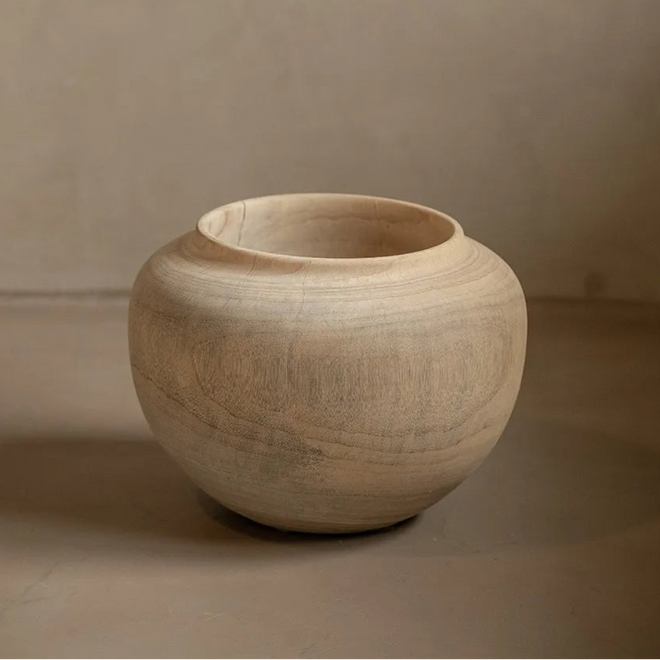 Wabi-sabi Seamless Solid Camphor Wood Large Vase - The Finishing Touch Decor