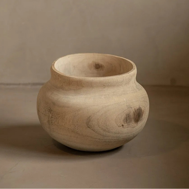 Wabi-sabi Seamless Solid Camphor Wood Large Vase - The Finishing Touch Decor