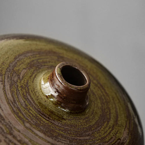 Zen Ceramic Vase Flat Mouth Japandi Pot Vase - The Finishing Touch Decor