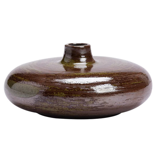 Zen Ceramic Vase Flat Mouth Japandi Pot Vase - The Finishing Touch Decor