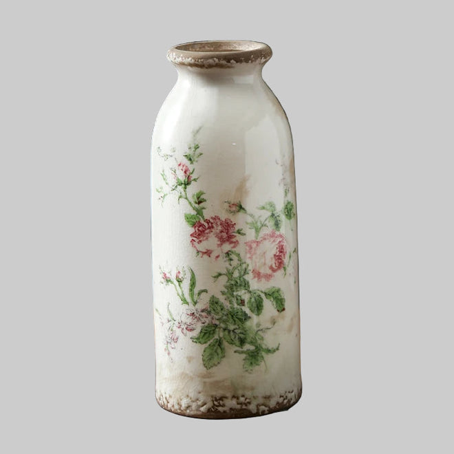 Floral Pastoral Print Porcelain Handled Pitcher Vase - The Finishing Touch Decor
