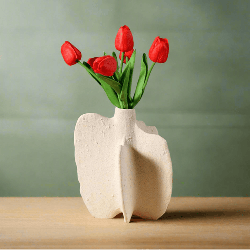 Off-White Ceramic Coral Texture Coastal Style Vase - The Finishing Touch Decor