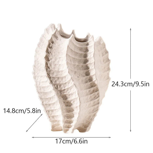 Off-White Ceramic Coral Texture Coastal Style Vase - The Finishing Touch Decor