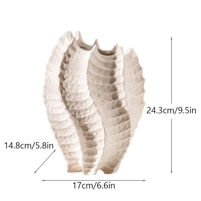 Off-White Ceramic Coral Texture Coastal Style Vase - The Finishing Touch Decor
