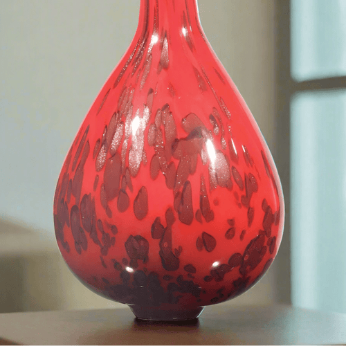 Hand-Blown Mottled Red Glass Teardrop Vase - The Finishing Touch Decor