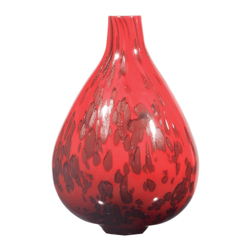 Hand-Blown Mottled Red Glass Teardrop Vase - The Finishing Touch Decor