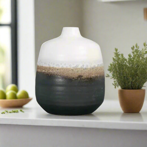 Eclectic Brown Ombre Reactive Glaze Ceramic Vase - The Finishing Touch Decor
