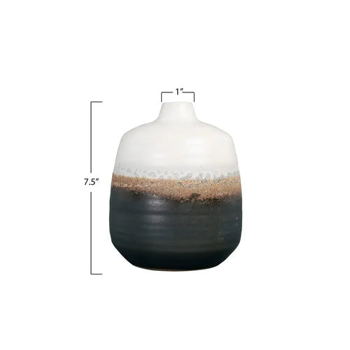 Eclectic Brown Ombre Reactive Glaze Ceramic Vase - The Finishing Touch Decor