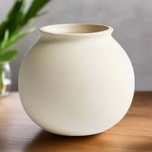 Round Matte Ceramic Cream Minimalist Vase - The Finishing Touch Decor