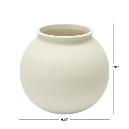 Round Matte Ceramic Cream Minimalist Vase - The Finishing Touch Decor