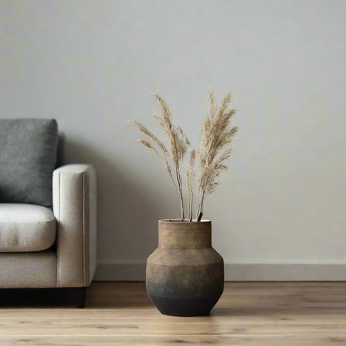 Round Rustic Brown Terracotta Nordic Pottery Vase - The Finishing Touch Decor