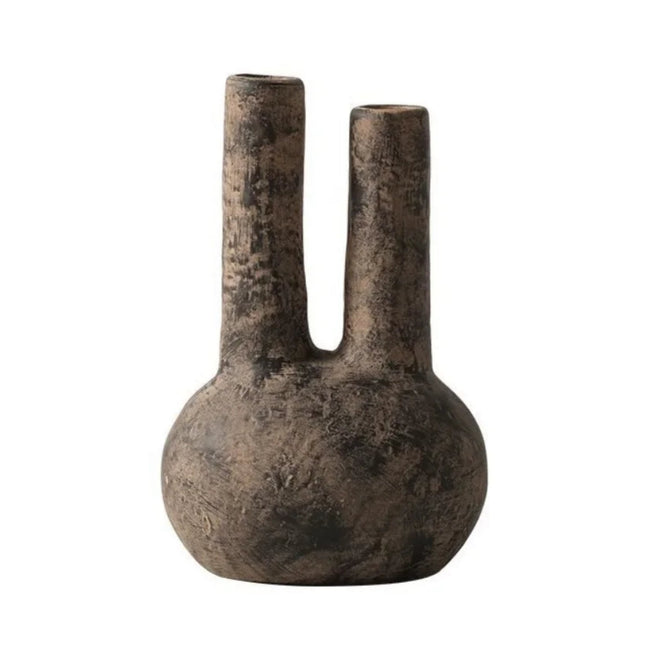 Nordic Aged Texture Ceramic Double Tube Vase - The Finishing Touch Decor
