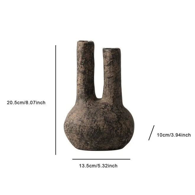 Nordic Aged Texture Ceramic Double Tube Vase - The Finishing Touch Decor