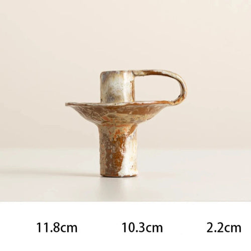 Mottled Aged Ceramic Pillar Candle Holder - The Finishing Touch Decor