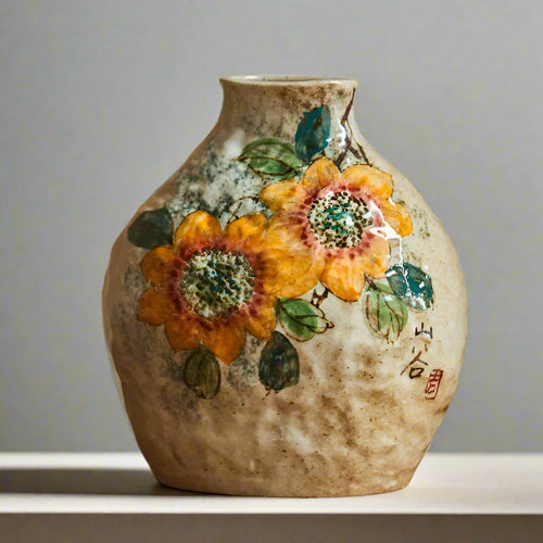 Chinese Hand-painted Floral Ceramic Pottery Flower Vase - The Finishing Touch Decor