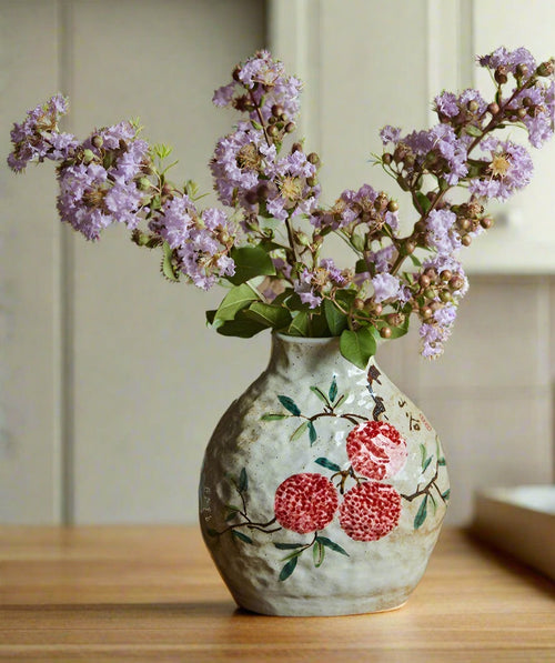 Chinese Hand-painted Floral Ceramic Pottery Flower Vase - The Finishing Touch Decor