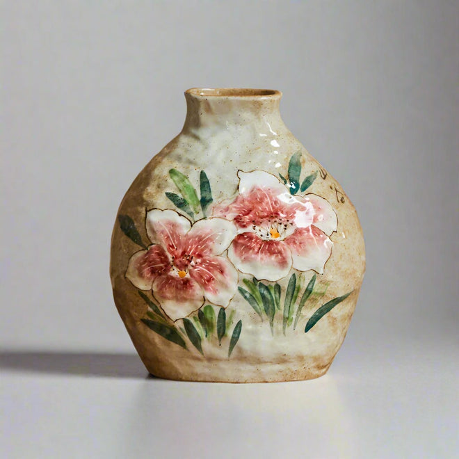Chinese Hand-painted Floral Ceramic Pottery Flower Vase - The Finishing Touch Decor