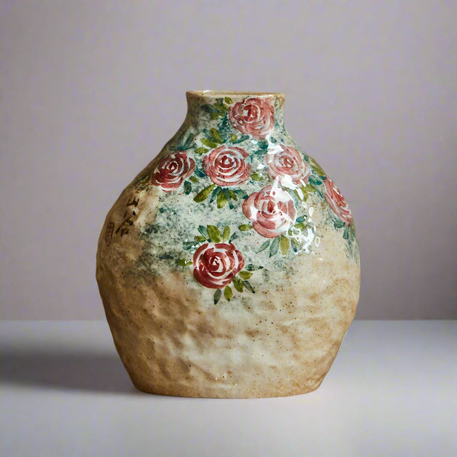 Chinese Hand-painted Floral Ceramic Pottery Flower Vase - The Finishing Touch Decor