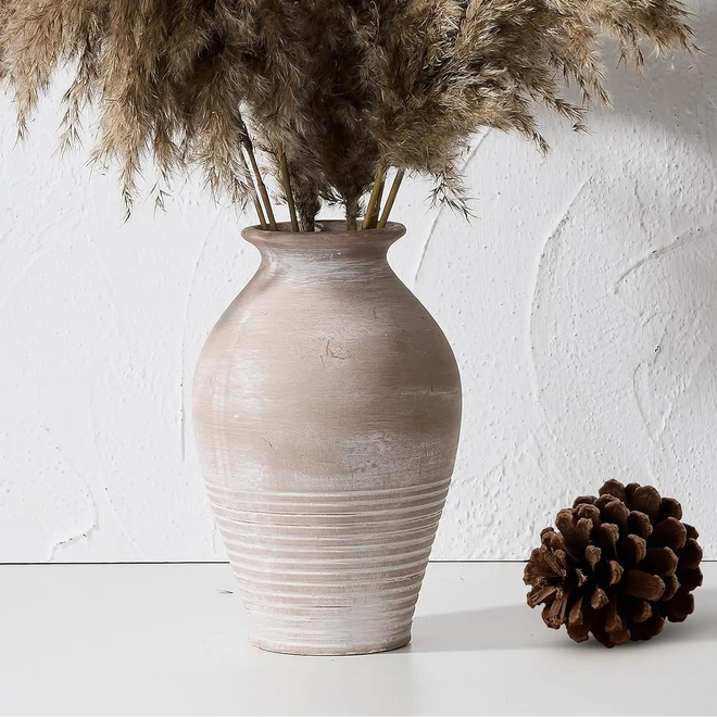Rustic Farmhouse Whitewash Terracotta Vase - The Finishing Touch Decor