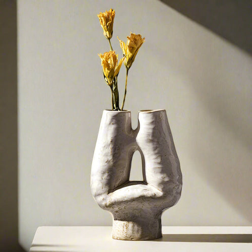 Nordic Double Mouth Wabi Sabi Ceramic H Vase - The Finishing Touch Decor