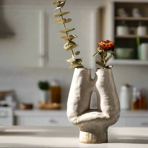 Nordic Double Mouth Wabi Sabi Ceramic H Vase - The Finishing Touch Decor