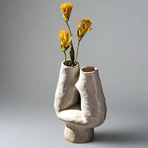 Nordic Double Mouth Wabi Sabi Ceramic H Vase - The Finishing Touch Decor