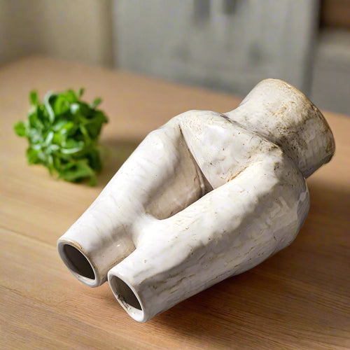 Nordic Double Mouth Wabi Sabi Ceramic H Vase - The Finishing Touch Decor