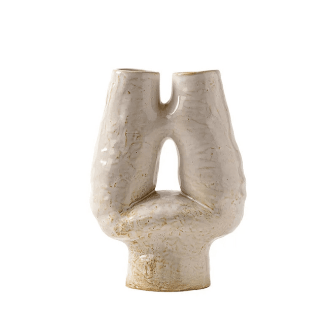 Nordic Double Mouth Wabi Sabi Ceramic H Vase - The Finishing Touch Decor