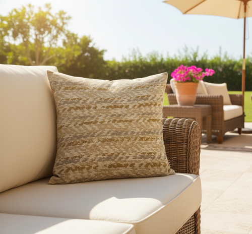 Brown Dobby Outdoor/Indoor Full Throw Pillow