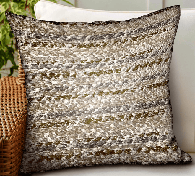 Antique Zane Brown Dobby Luxury Outdoor/Indoor Throw Pillow