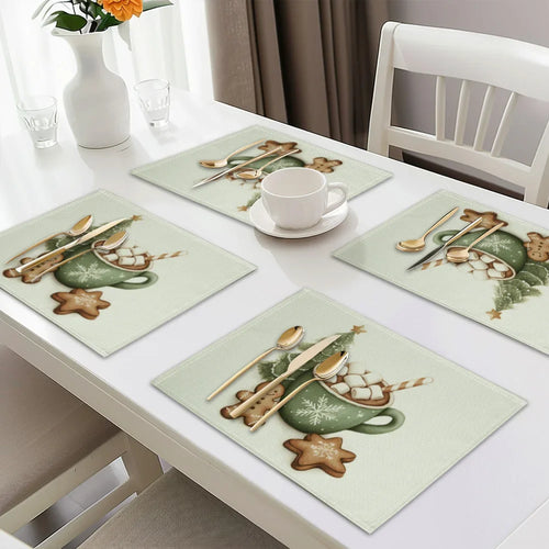 Hot Chocolate & Gingerbread Print Table Placemat Set