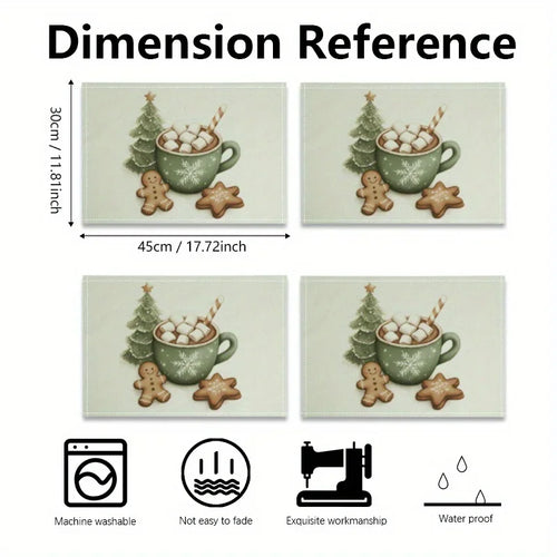 Hot Chocolate & Gingerbread Print Table Placemat Set