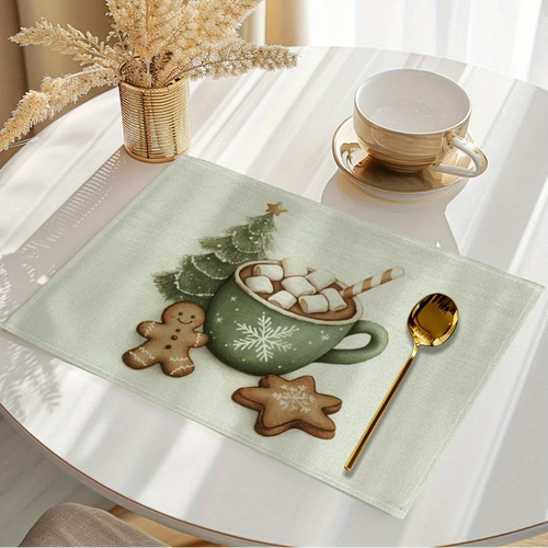 Hot Chocolate & Gingerbread Print Table Placemat Set