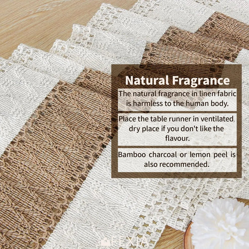 Boho Farmhouse Linen Macrame Table Runner