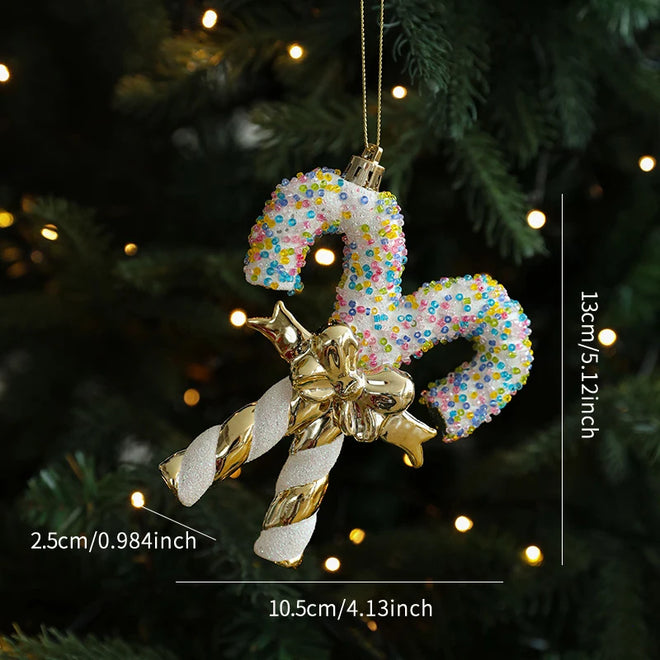 Gold & Sparkle Acrylic Pop Art Christmas Tree Ornaments