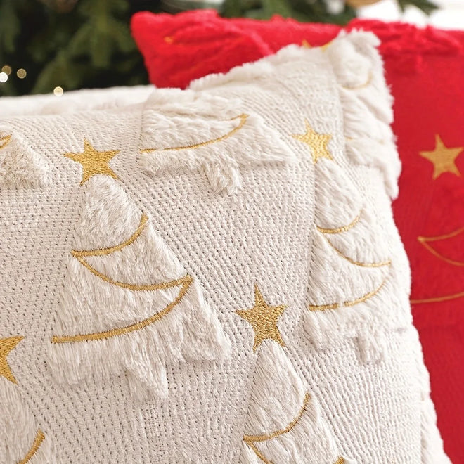 Christmas Tree Embossed Soft Throw Pillow Cover