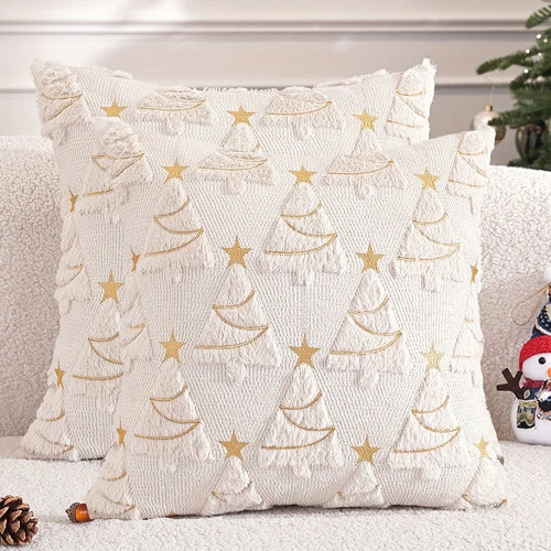 Christmas Tree Embossed Soft Throw Pillow Cover