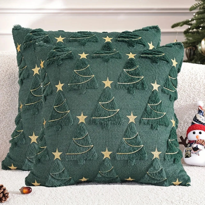 Christmas Tree Embossed Soft Throw Pillow Cover