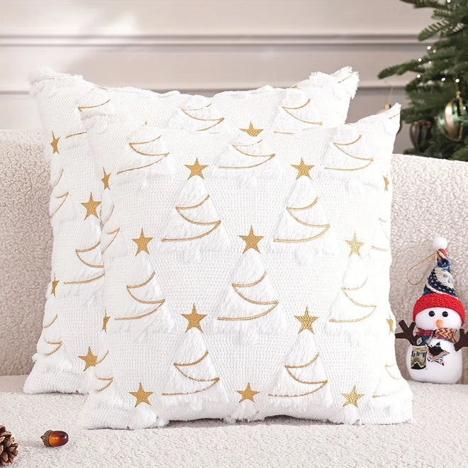 Christmas Tree Embossed Soft Throw Pillow Cover