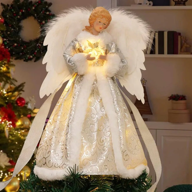 Christmas Angel Tree Topper with 8 Lights Modes