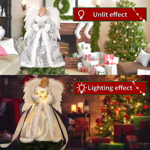 Christmas Angel Tree Topper with 8 Lights Modes