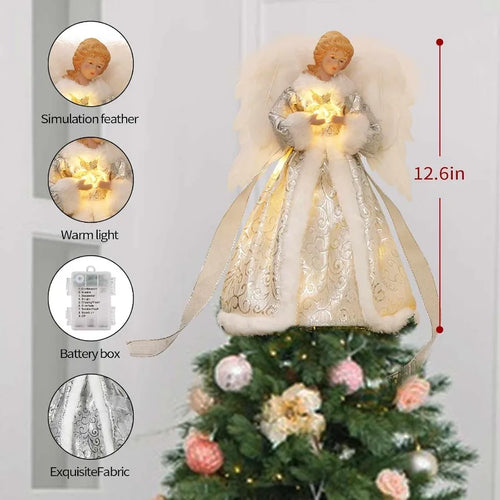 Christmas Angel Tree Topper with 8 Lights Modes