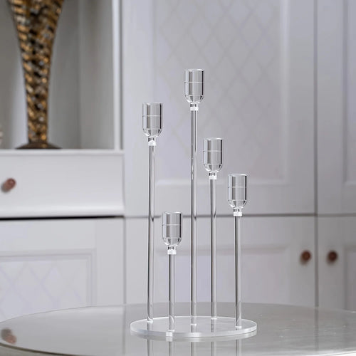 Minimalist Clear Acrylic LED Candelabra Centerpiece