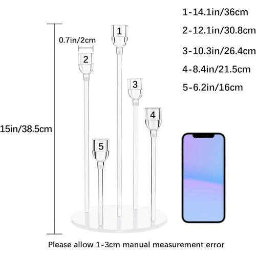 Minimalist Clear Acrylic LED Candelabra Centerpiece