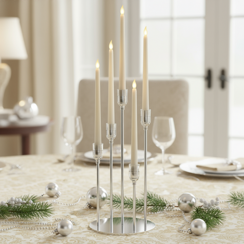 Minimalist Clear Acrylic LED Candelabra Centerpiece