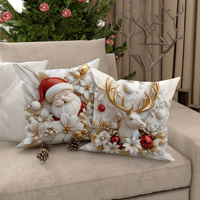 Velvet Santa Christmas Throw Pillow Covers Set of 4