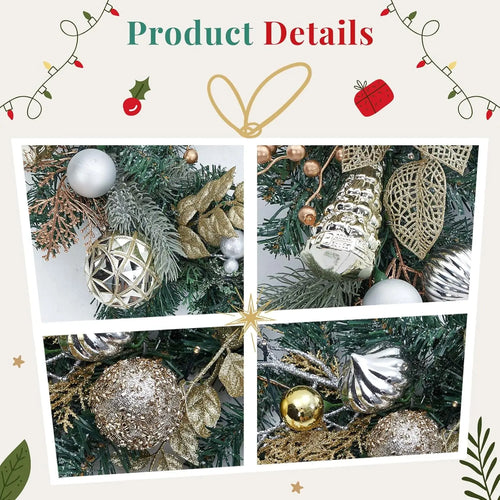 Green Pre-Lit Artificial Christmas Garland with Ornaments