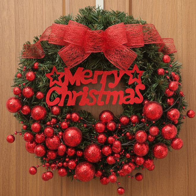 Rattan Christmas Garland Metallic Ornament Wreath